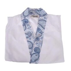 SUN® Sposh Microfiber Robe W/Trim White Sapphire Paisley Trim / White Solid Body -Makeup Care Products Store 13441210613817