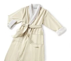 SUN® Boca Terry Microfiber Roll Collar Robe -Makeup Care Products Store C677N MicrofiberEcruLG
