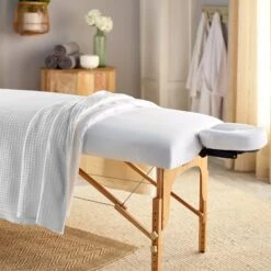 SUN® Sposh Waffle Weave Blanket -Makeup Care Products Store JL332 White JL100 JL101 TableInRoom Alt2 WtRest