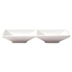 SUN® FOH Rectangle Porcelain Divided Dish, Two Section