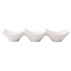 SUN® FOH Rectangular Porcelain Bowl, Triple Section, 2 Oz