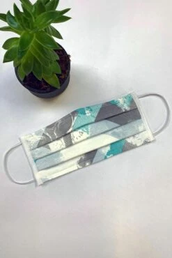 SUN® Printed Pleated Wellness Face Mask By Fashionizer Spa Uniforms -Makeup Care Products Store face masks eyewear s m ocean waves 16453474091065