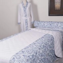 SUN® Sposh Massage Table Saddle Paisley Collection -Makeup Care Products Store linens white sapphire paisley face white solid back 8055893295161