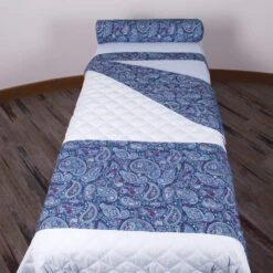 SUN® Sposh Massage Table Saddle Paisley Collection -Makeup Care Products Store linens white sapphire paisley face white solid back 8055893393465