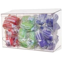 Short Bulk PPE Dispenser, Triple Bin, Clear